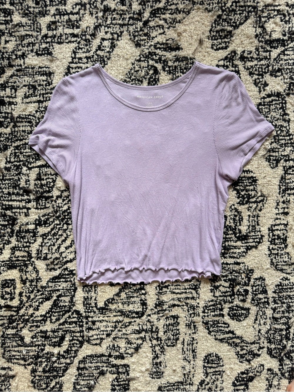 American Eagle Outfitters Lilac Ribbed Lettuce-Edge Top
